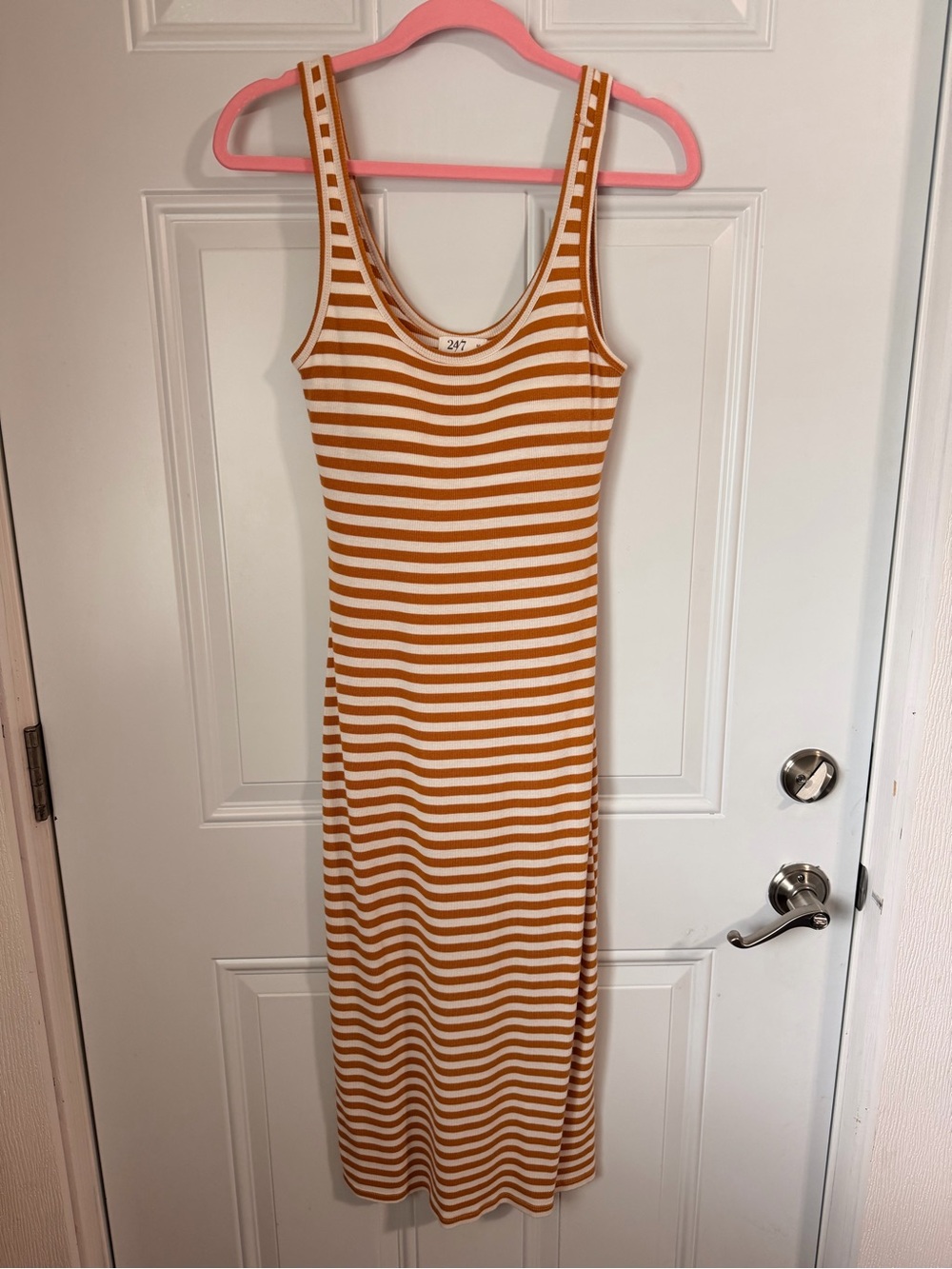 Maurices Striped Tank Midi Dress in Mustard and White